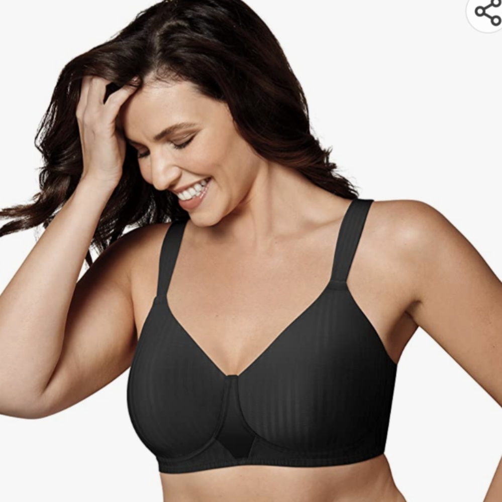Playtex Perfectly Smooth Wire free No Wire Black Satin Bra 44DD/E